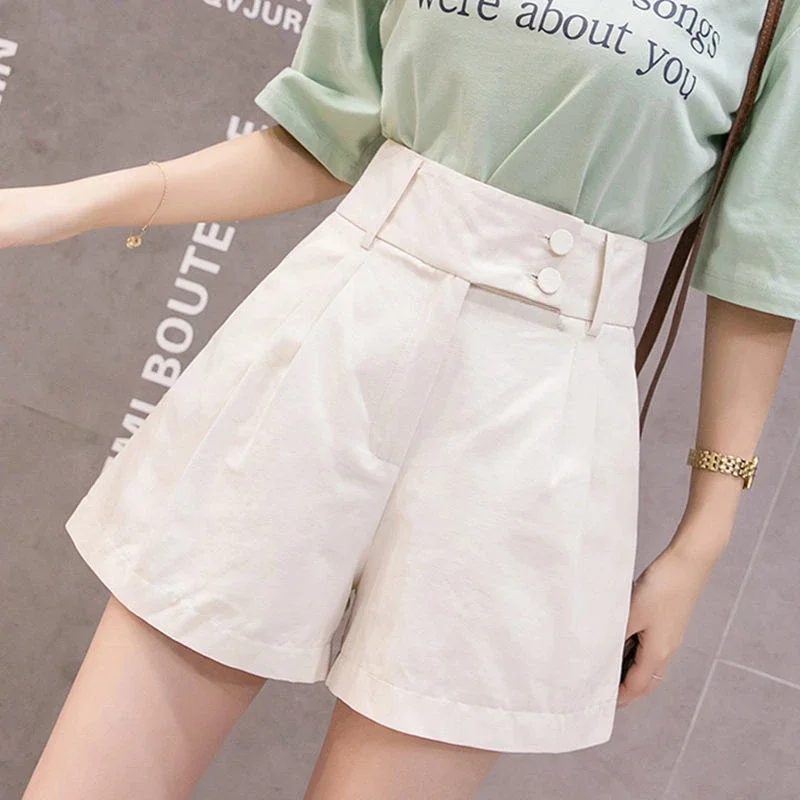 Frauen Shorts Gelb Lose Breite Hohe Taille Im Freien Zu Tragen Bequeme Streetwear Baggy Weiblichen Kurzen Hosen Ästhetische Mode XT720