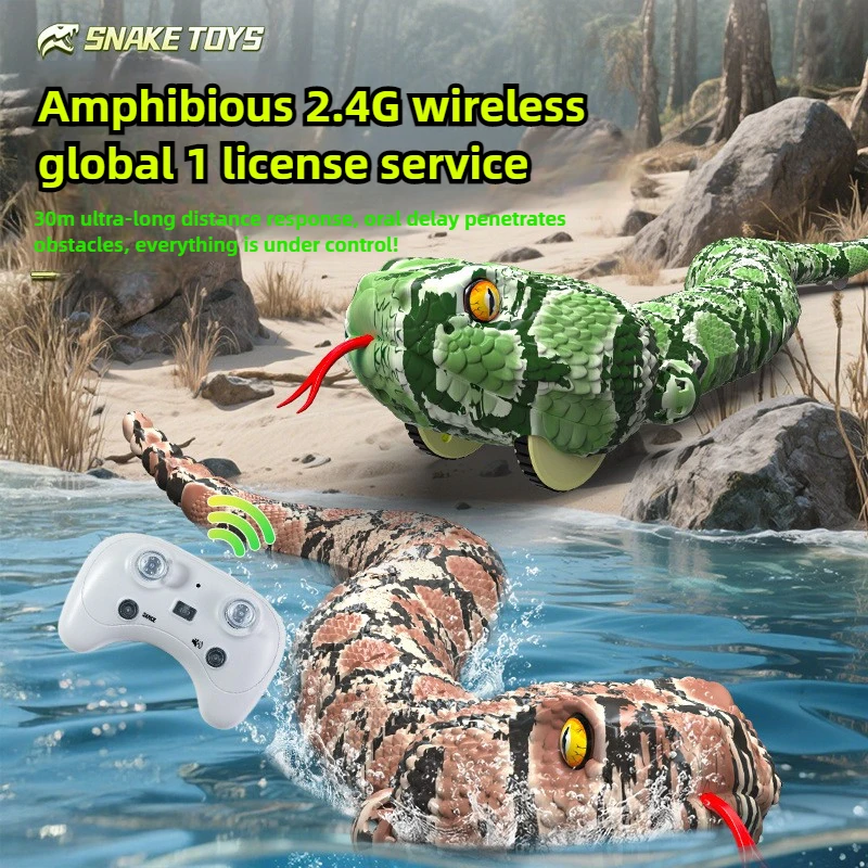 Remote Control Electric Rattlesnake Children Simulated Animals Amphibious Crawling RC Snake Toys Kids Birthday Christmas Gifts