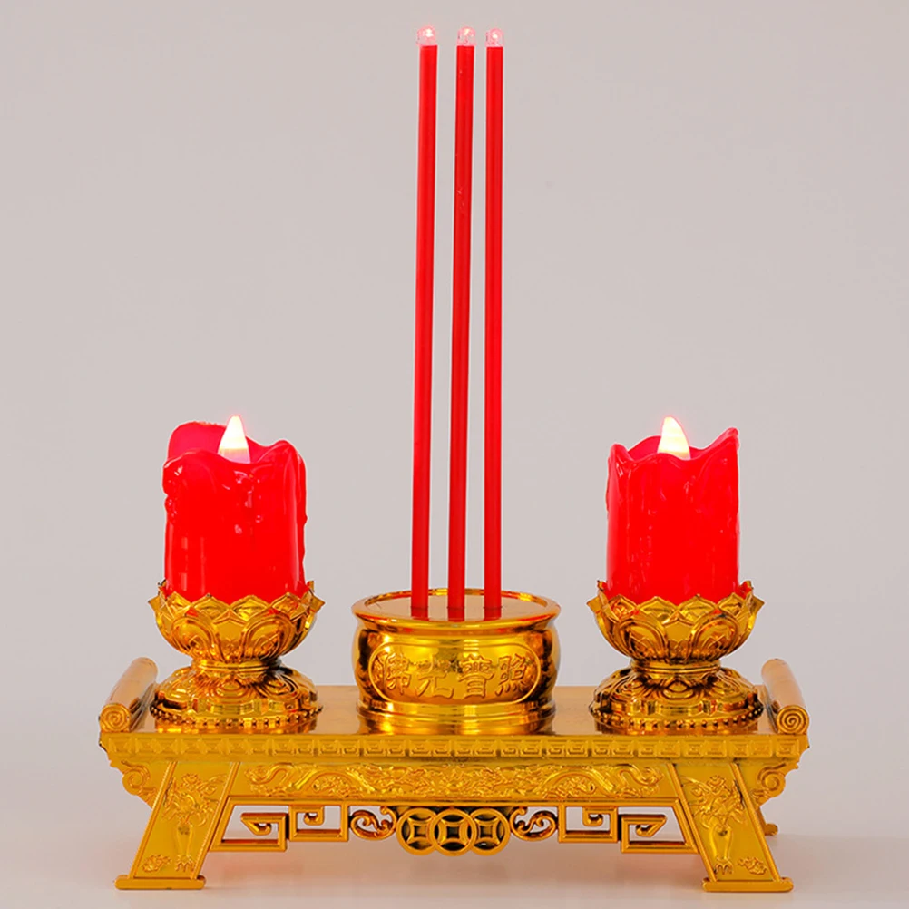 1pcs Worship Lamp Electric Fake Ancient Chinese Style Light Ornament For Meditation Tea Light Lantern Led