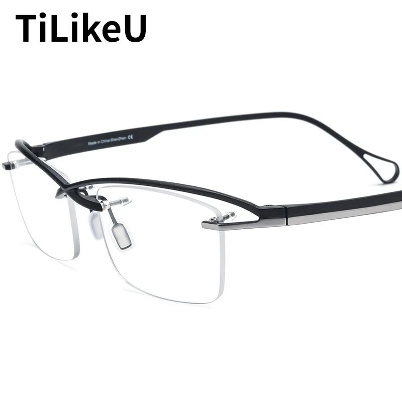 

2024 Pure Titanium Optical Half Rim Glasses Frame Classic Business Square Men Eyeglasses Reading Prescription Glasses Eyewear