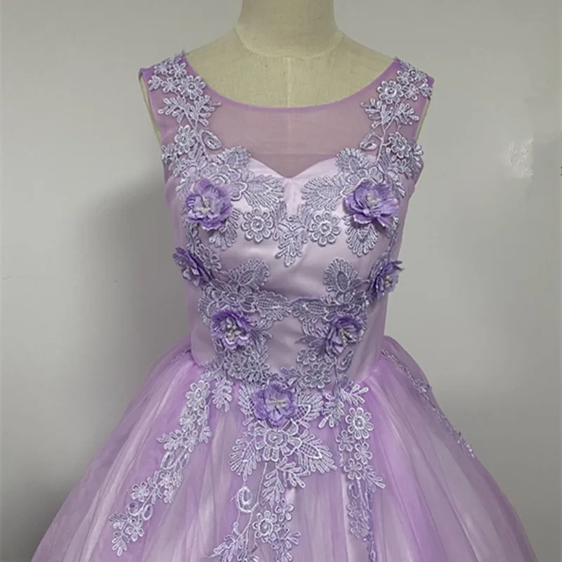 Vestidos De quinceañera sin mangas hasta el suelo, Vestido púrpura De depuración, vestidos elegantes con apliques De encaje, vestidos abullonados para baile De graduación