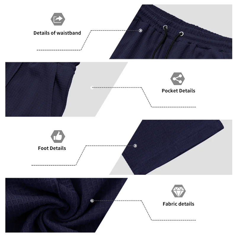 Herren-Jogginghose aus Waffelstrick mit geradem Bein, elastischem Bund und Seitentaschen – Detail 19