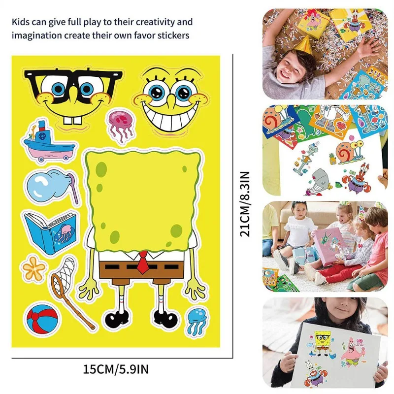 8 pçs dos desenhos animados bob esponja calças quadradas patrick estrela adesivos caso do telefone móvel geladeira notebook decoração adesivos atacado