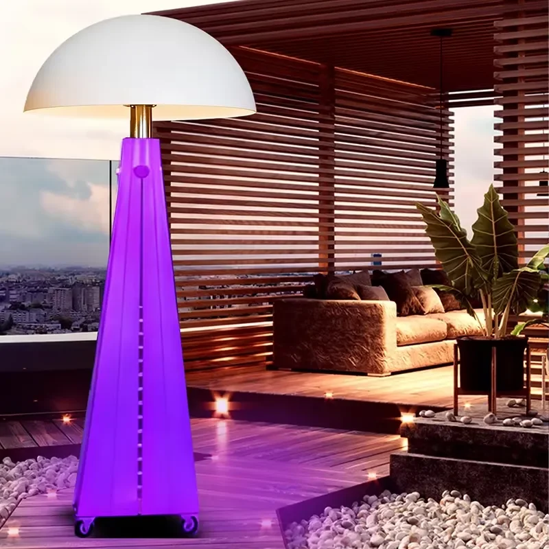 Portable LED Mushroom Shape Patio Heater 2000W Outdoor Waterproof Protection for Garage Freestanding 220V Electricity