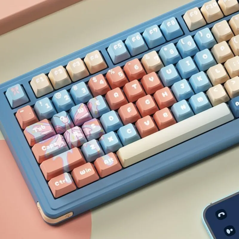 136 Key Butterfly Theme Gradient PBT Five Side Print Shine Through Backlit Keycap MX Mechanical Keyboard 108 96 87 84 68 64 61