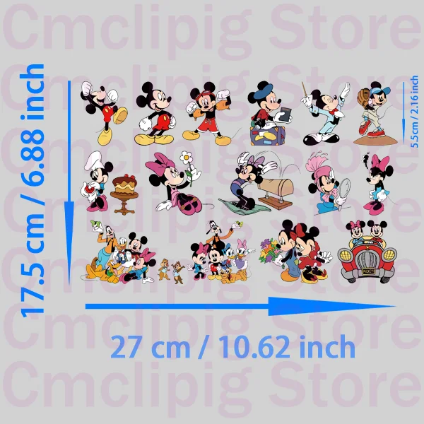 Mickey Mouse Clorhing stickers Patches for clothes Minnie Mouse thermo-stickers for children Flex fusible transfer