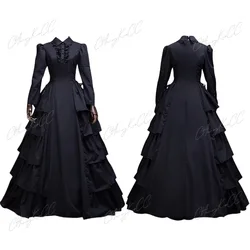 Women 19th Victorian Dress Black Luxury Gothic Queen Party Ball Gown Vampire Darkness Renaissance Lolita Vestido Maxi