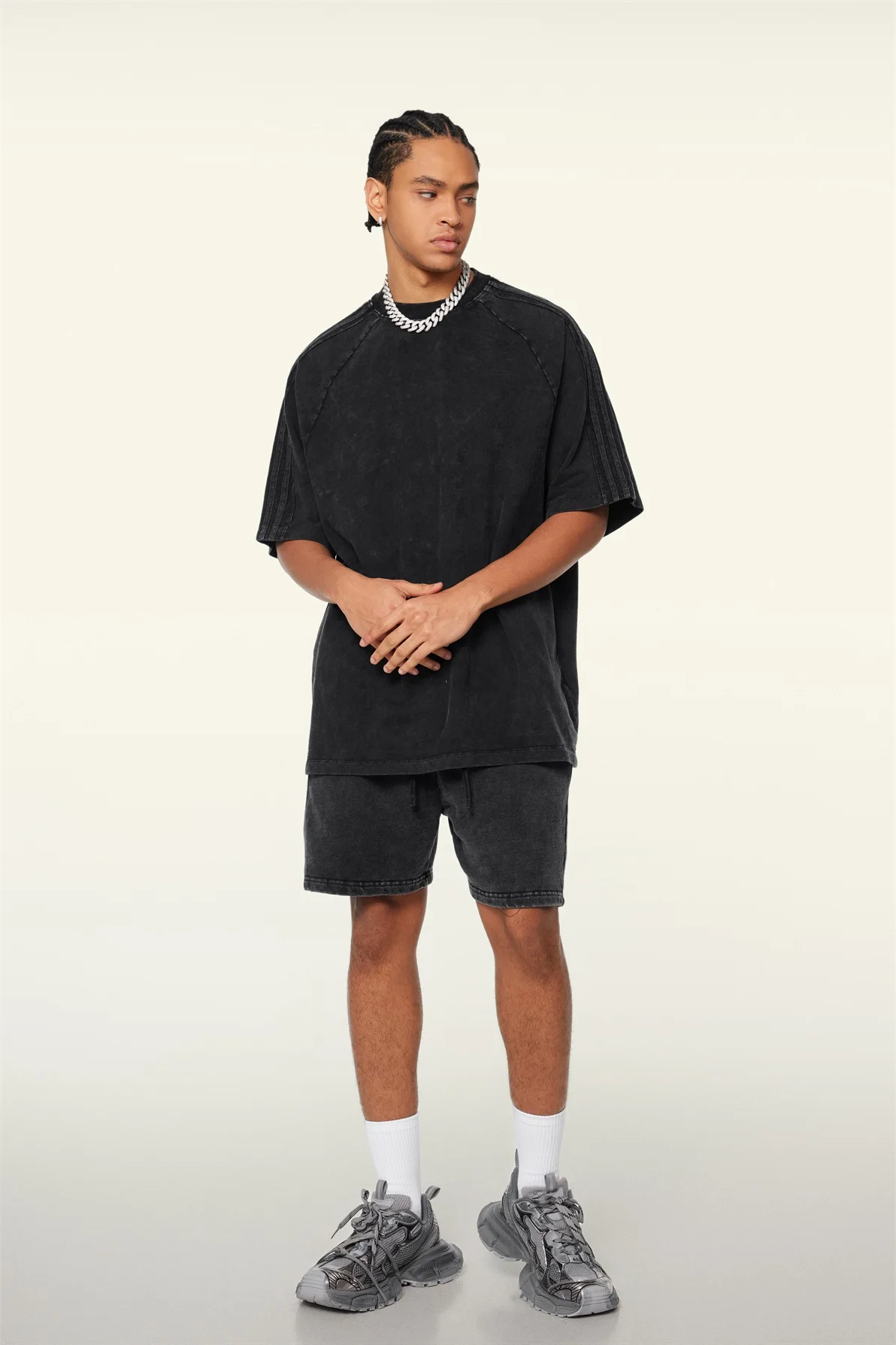 Amirise Stripes Pants Washed Out Kanye West Vintage Men's Streetwear 2025 New In Unisex Harajuku Y2k Style  Cotton Shorts