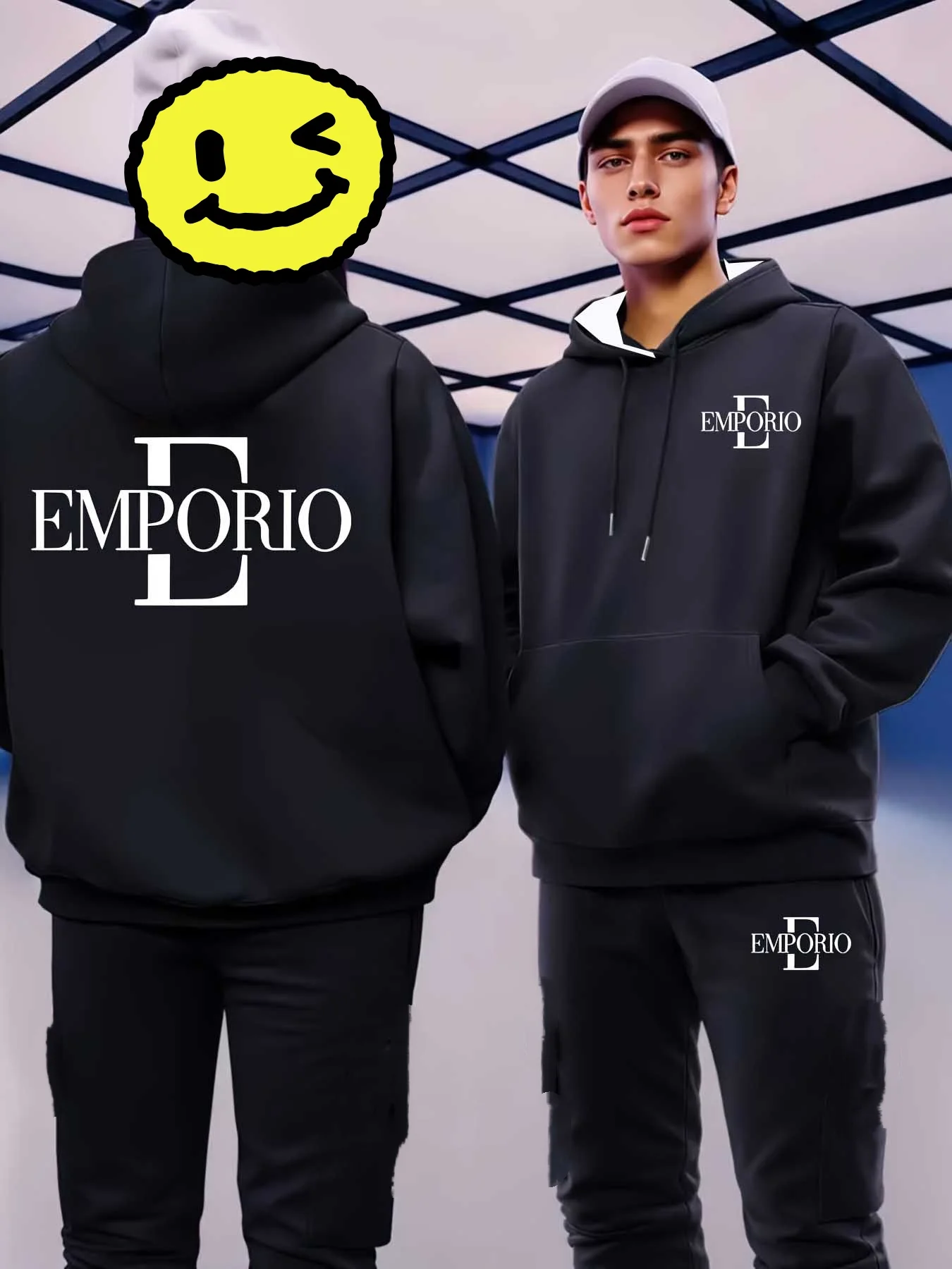 

Мужская толстовка с капюшоном и комплект для бега из 2 предметов с графическим принтом — черно-белые градиентные цветные блоки, всесезонная повседневная одежда,