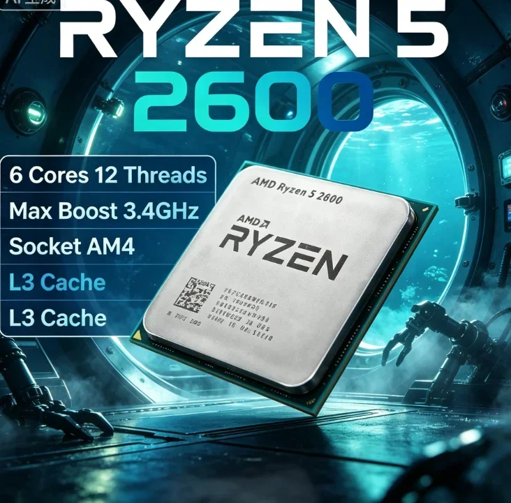 AMD Ryzen 5 2600 Desktop Gaming Processor 6 Core 12 Thread 16MB Cache 3.4GHz Boost 3.9GHz AM4 Upgrade Replace 1500X