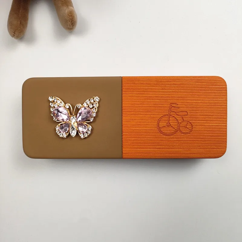 Set di scatole per occhiali portatili con motivo a farfalla e diamanti - Custodia per occhiali da sole di lusso per accessori per l'abbigliamento degli occhi Regalo da donna B2