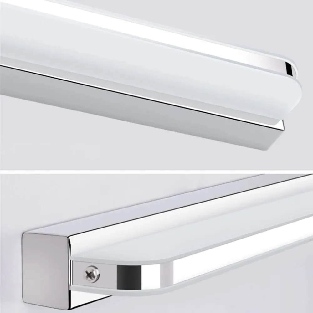 Luz LED moderna de acero inoxidable para espejo de baño, lámpara de pared para maquillaje, accesorios de iluminación para tocador, 42CM/52CM