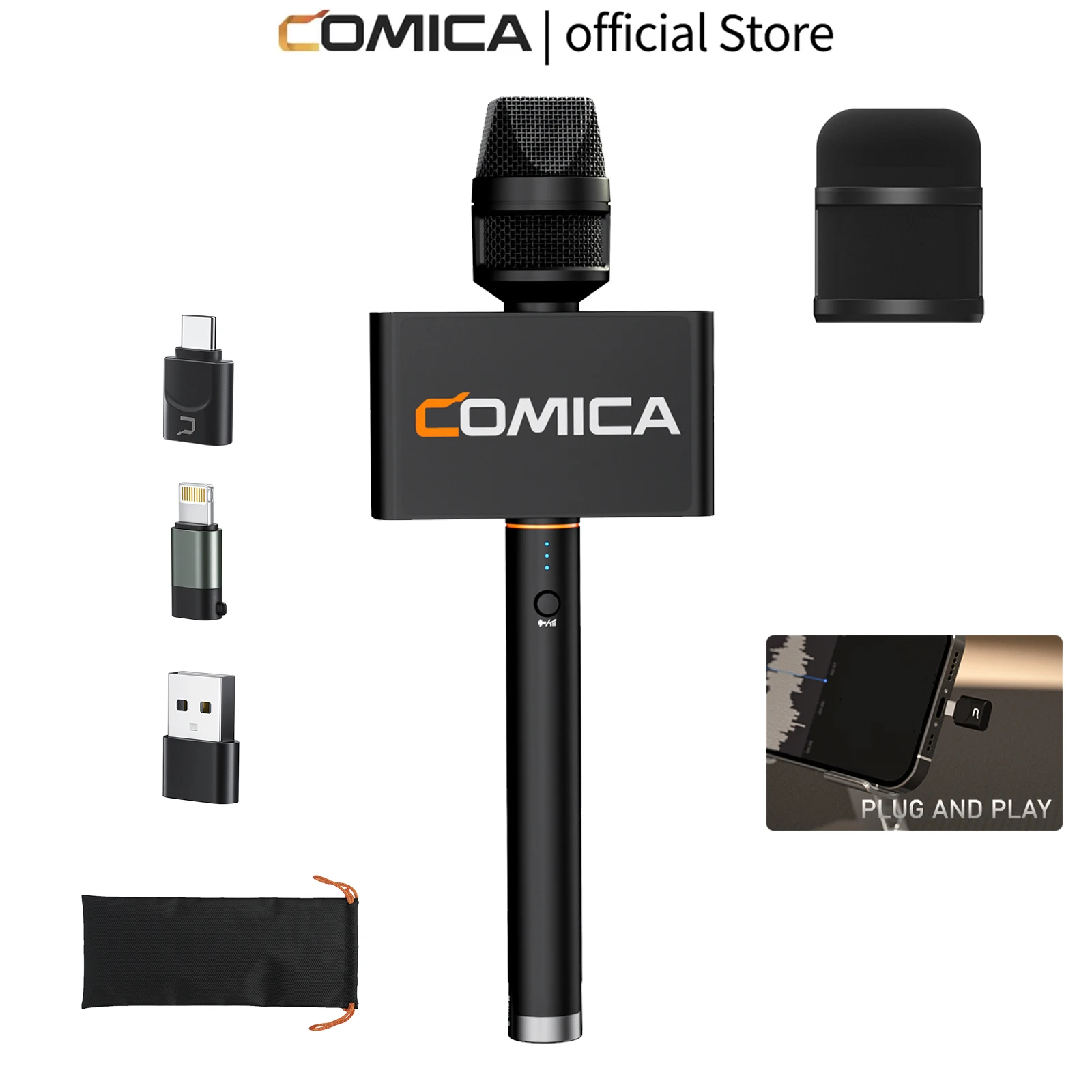 

COMICA Revo S Wireless Handheld Microphone Professional Interview Mic for Smartphone Reporter Mic for Interview Live Streaming
