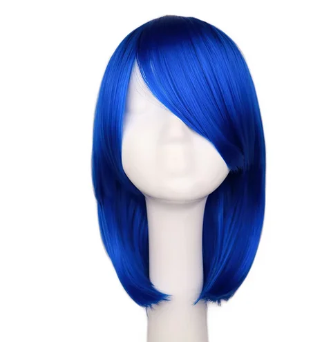 Anime Inside Out Blue Bob Cosplay Sadness Wigs Women Straight Hair End Wave Curly Anime Wigs For Women