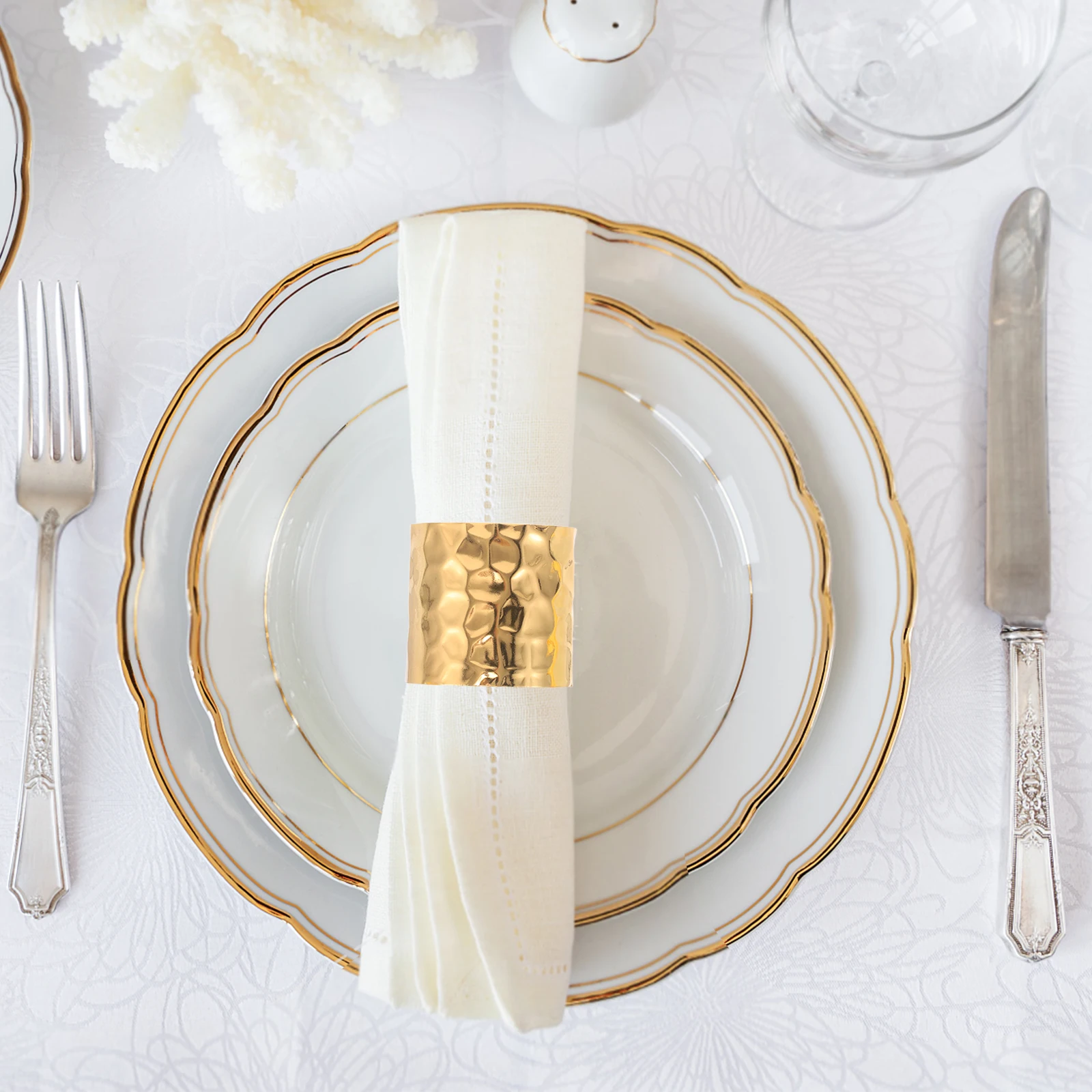 

12 Pcs Napkin Ring Cloth Holder Creative Rings European Fashion Festival Metal Farmhouse Golden Clasp Banquet