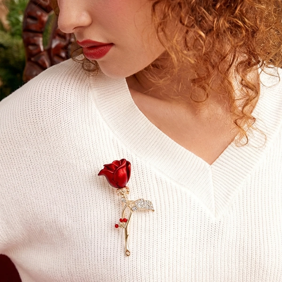 Beaut&Berry Luxury Enamel Rose Brooches for Women Unisex Plant Pins Casual Party Jewelry Accessories Gifts Decoration