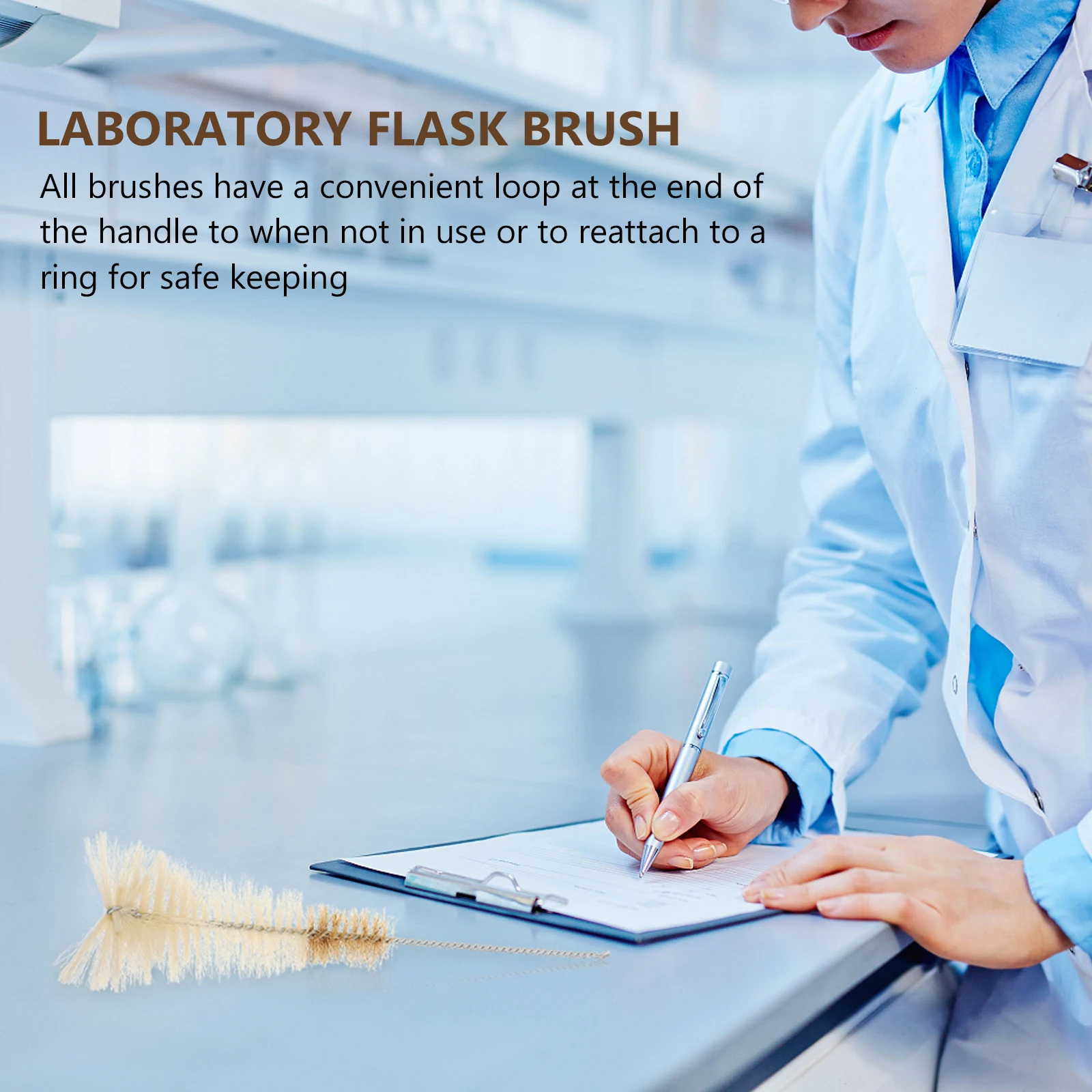 

5pcs Test Tube Brush High Quality Nylon Pig Bristle Erlenmeyer Flask Cleaning Safe Practical Laboratory Teaching