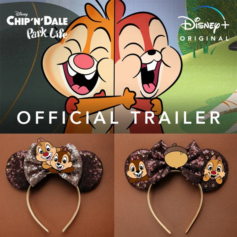 Chip n Dale Ear Headband for Adults Disney Mickey Mouse Ear Headbands Girls Kids Hairband Women Bows Hair Accessories Party Gift