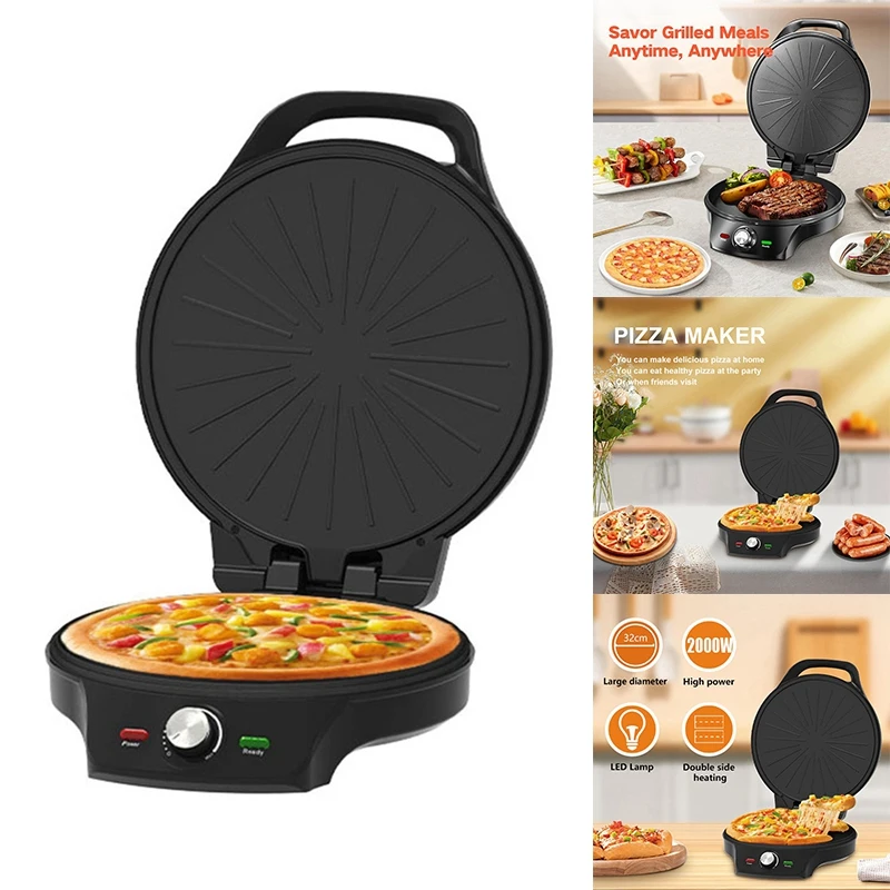 MAKE Pizza-Maker-Электрическая сковорода-Платье с антипригарным покрытием-Столешница-Печь для пиццы-С-30-Минами-Таймер-&Автоматическое отключение,-Для-Боргенераторов,-Crepes-US-Plug