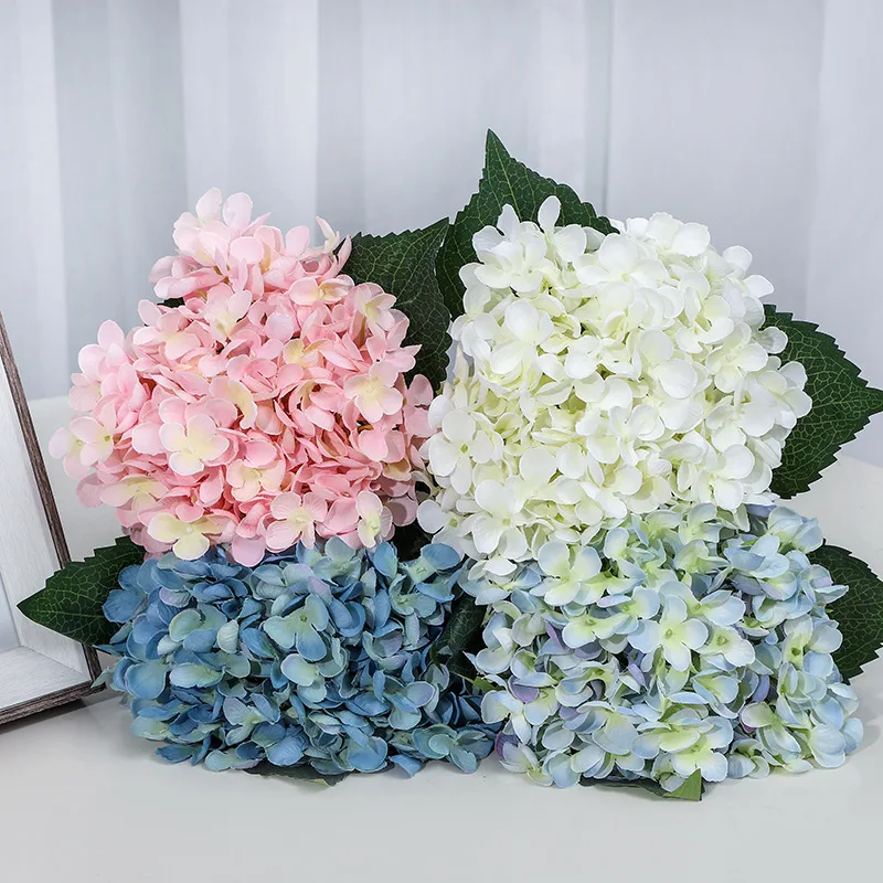 Wedding decorations Flowers 55cm Artificial Hydrangea Flower Head Fake Silk Single Real Touch Hydrangeas 15 Colors Centerpieces