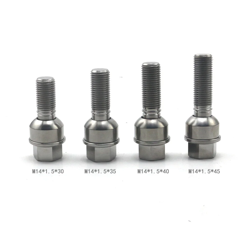 One Piece High Performance Gr.5 Titanium Lug Bolts M14*1.5 with Cone Seat Spacer