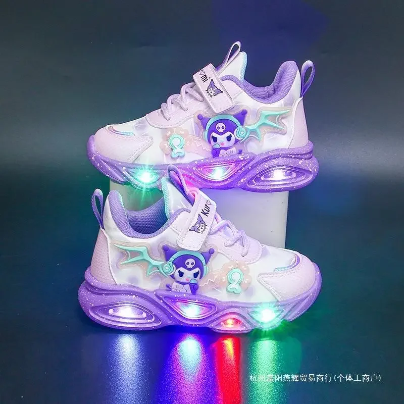 

Hellokitty Kuromi Girls Kawaii Cartoon Mesh Electric Sneakers Anime Soft Sole Spring and Autumn New Dad Shoes Sanrio Fashion