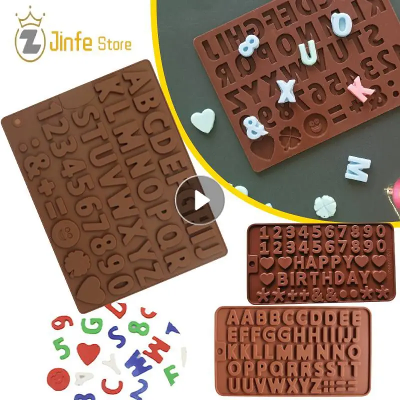 English Letter Silicone Chocolate Mold Alphanumeric Candy Biscuit Jelly Ice Baking Mould Cake Decor Soap Candle Making Set Gifts