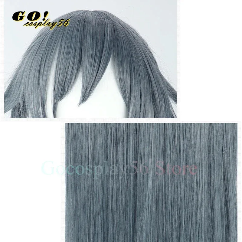 110 سنتيمتر طويل فو هوا شعر مستعار تأثيري هونكاي تأثير 3 3rd رمادي داكن مستقيم الشعر حاكم من الشعور الضفائر النساء لعبة أغطية الرأس #5