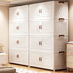 Hide Multi-layer Folding Storage Cabinet Plastic Wardrobe Storage Cabinet Snack Clothing Storage Large Capacity Organizer Bin