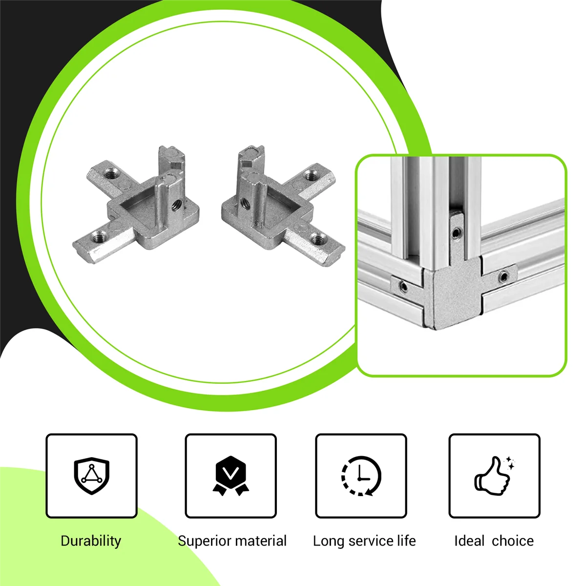 4Pc 2020 Series 3 Way End Corner Bracket Connector for European Standard 6mm T Slot 20 x 20mm Aluminum Extrusion Profile K