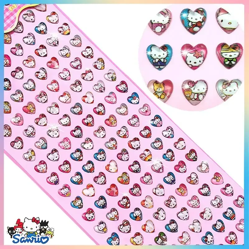 Sanrios 160 Particles Hello Kitty Stickers 1Cm Mini 3D Nail Accessories Diy Toys Anime Cartoon Nails Stickers Decoration Toys