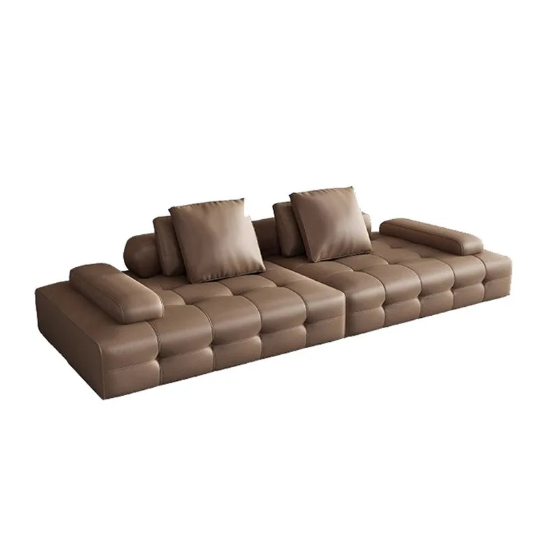 Villa living room high-end leather Lawrence sofa large apartment retro module leather art Italian minimalist