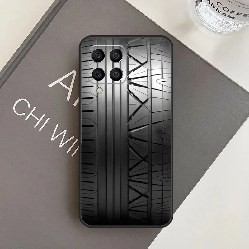 Black Tire Tyre Tread Texture Case For Samsung Galaxy M32 M52 M12 M13 M23 M33 M53 M14 M34 M54 M20 M30s M31s M31 M51 Cover