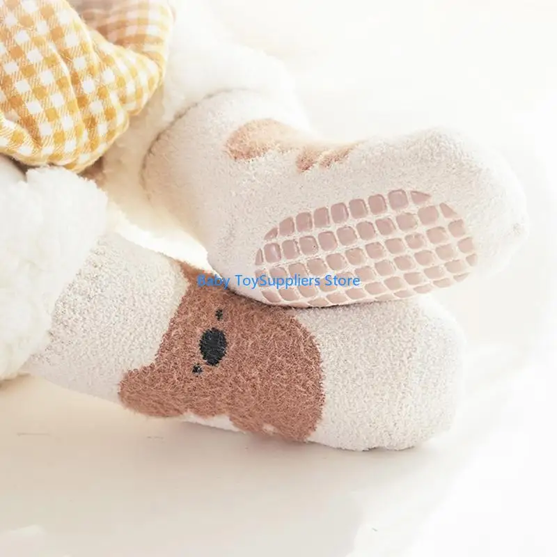 

R1WF Infant Floor Socks Anti-Skid Rubber Grip Soles Cartoon Socks Soft Floor Socks Prewalker Shoes for 0-4Y Baby Accessories