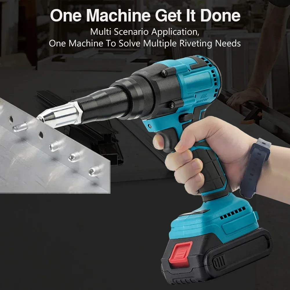 21V Cordless Electric Rivet Gun Brushless Nail Gun 3.2-4.8 mm Core Pulling Riveting Gun Power Tools for Makita 18V Battery