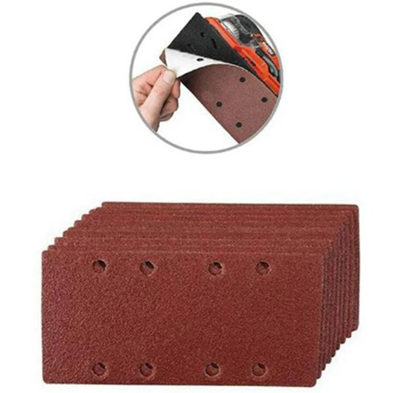 40Pcs Square Sandpaper Grit Flocking Sand Paper 8 Hole 40-80 Grit Assortment Abrasive Paper Sheets For Car Polish Tools