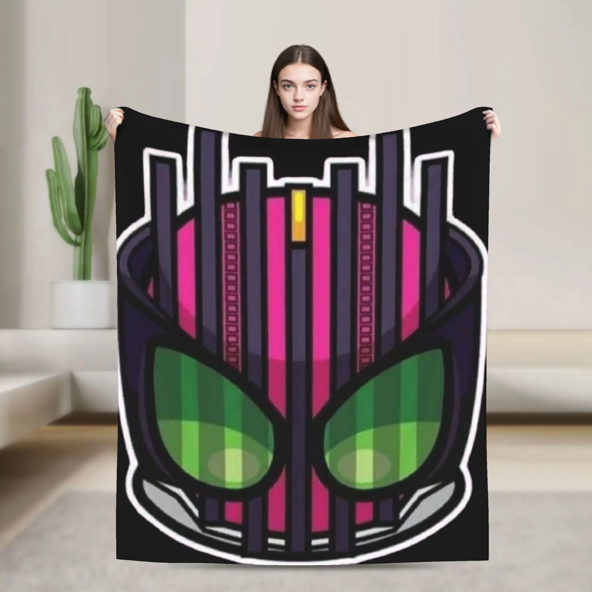 Soft Blanket Travel Kamen Rider Cartoon Throw Blanket  Flannel Bedspread For Couch Chair Novelty Sofa Bed Cover