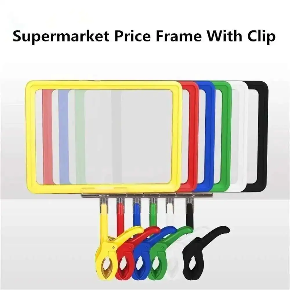 5 Pcs A4 Pop Adjustable Plastic Sign Holder Clip-on Style Rotating Reuse Supermarket Merchandise Sign Price Tag Display Clip