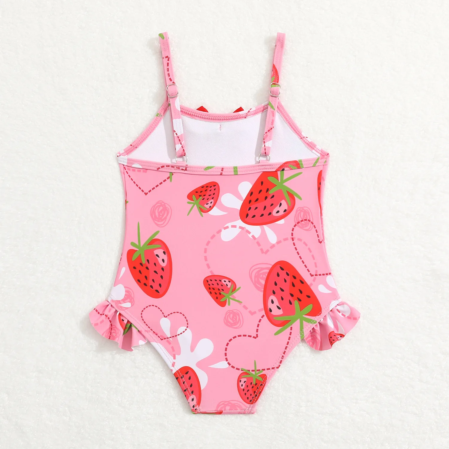 2024 NEW Toddler Girls One Piece Swimming Suit Floral Summer Infant Baby Girls Pink Swimwear Cute Strawberry Bathing Suit 3-24M