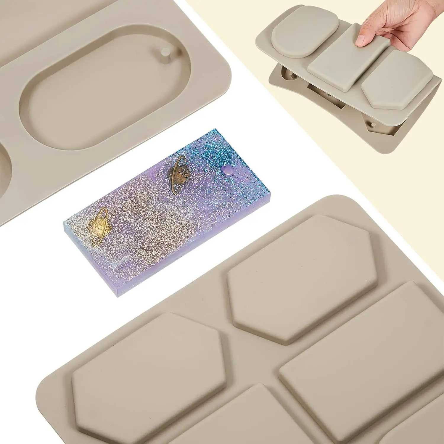 Moules en silicone pour cire fondue et résine, moules pour la fabrication de bijoux en époxy (porte-clés et sachets) avec trous de suspension pour artisanat DIY