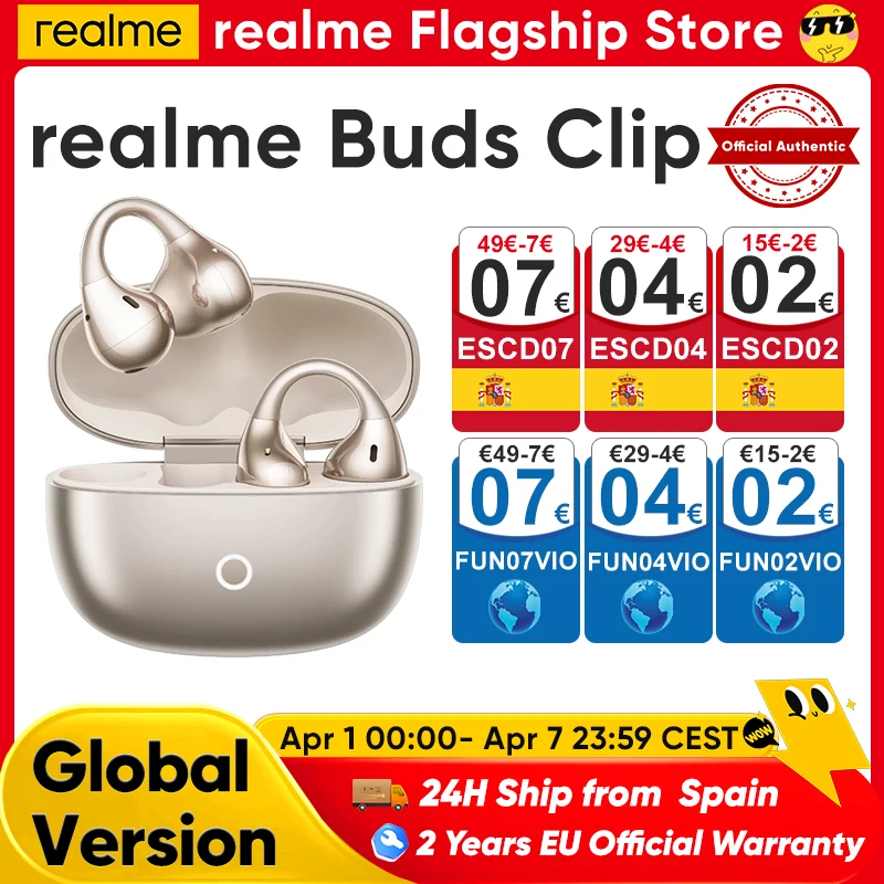realme Buds Clip 2026 nouveaux écouteurs Ows Ai 85Db 36H autonomie de la batterie Bt5.4 Ip55 pour Smartphone Realme Gt 7 Pro Realme 14 Pro Plus