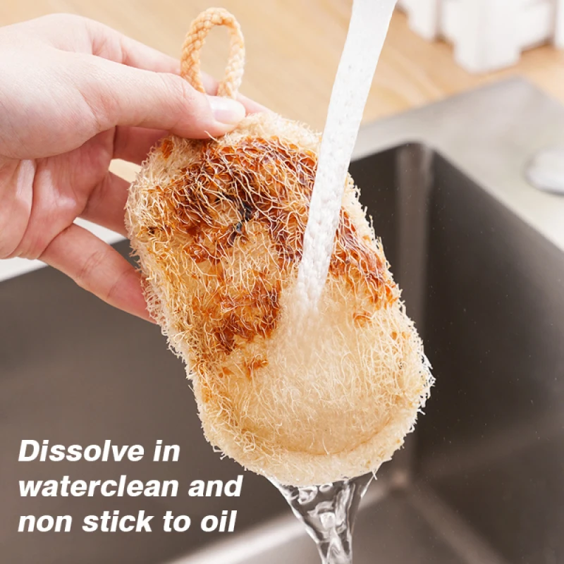 Toalla de cocina de Luffa Natural, paño de lavado, esponja de esponja, almohadilla exfoliante, olla para platos, eliminación de manchas de aceite, cepillos de limpieza de cocina, 5 uds.