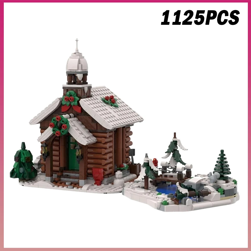 

1125PCS MOC-241723 River Chapel Winter Village Street Views Model Building Blocks Creative Bricks Toy Kids Adult Christmas Gift