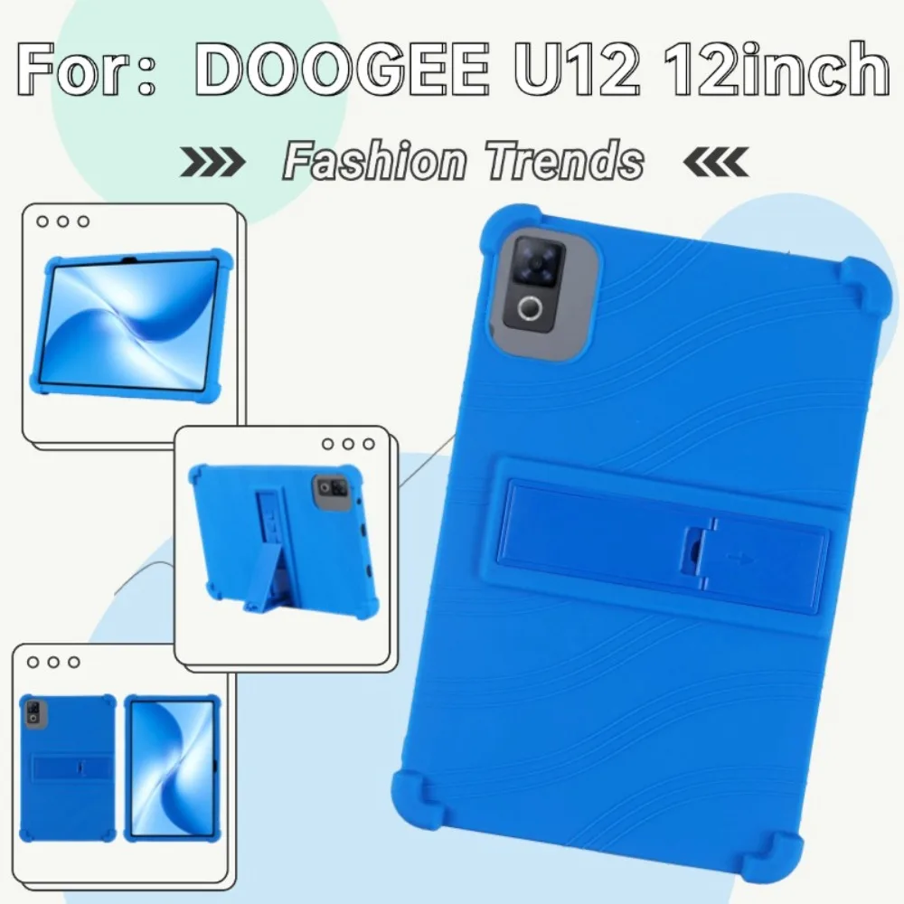 Soft Silicon Funda Cover For DOOGEE U12 12″ inch  Case Tablet Kickstand Coque with 4 Shockproof Airbags with Rear Kickstand