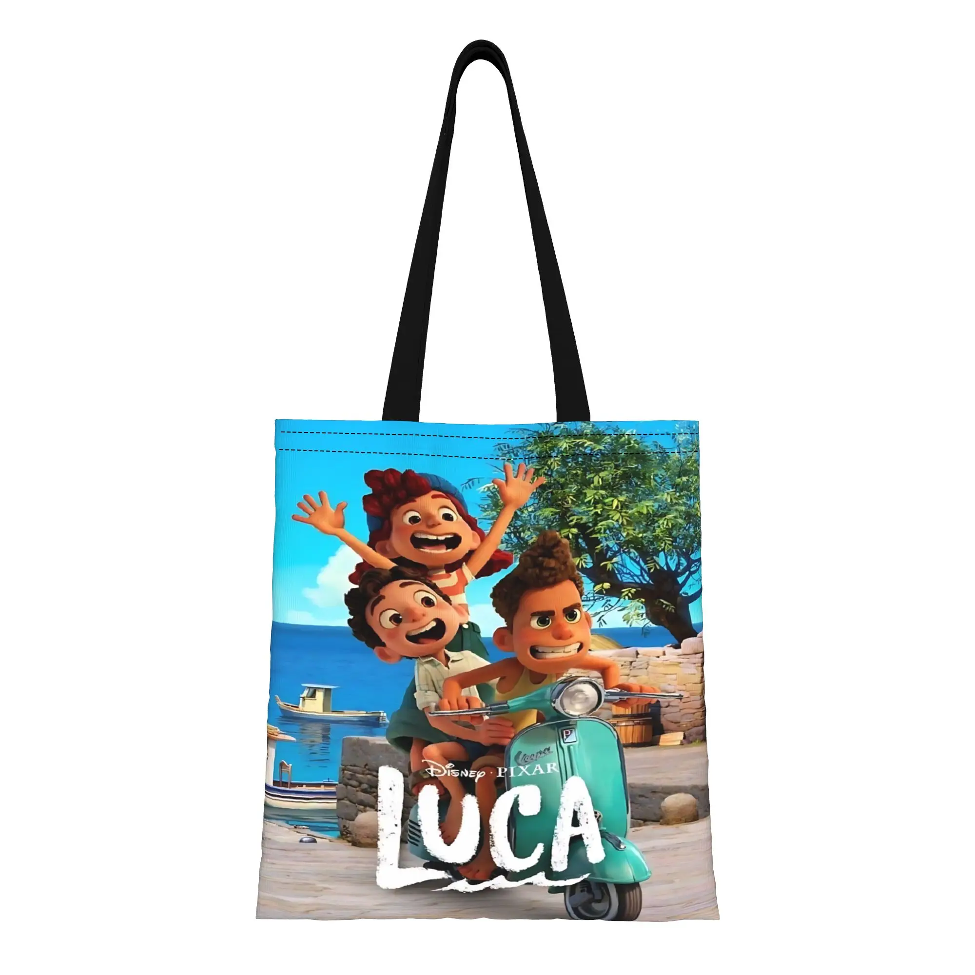 

1PC first day of school Large Capacity Disney Luca Free Summer Days hello Canvas Tote Bag Foldable Chic Pattern Gifts