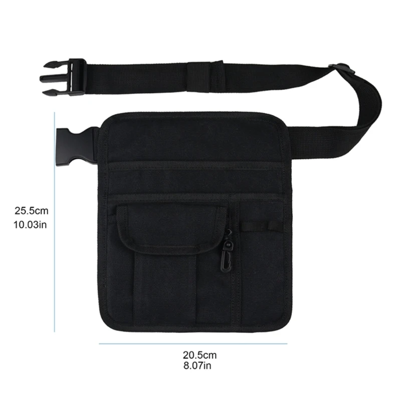 Bolsa cintura para ferramentas lona ajustável, bolsa armazenamento com vários bolsos para chave fenda M4YD