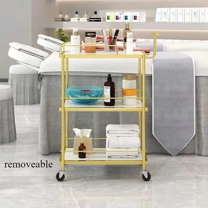 Multi-purpose Cart With Wheels Trolley Cart Tool Storage Aesthetic Auxiliary Cart Beauty Salon Barber Carrello Salon Furniture