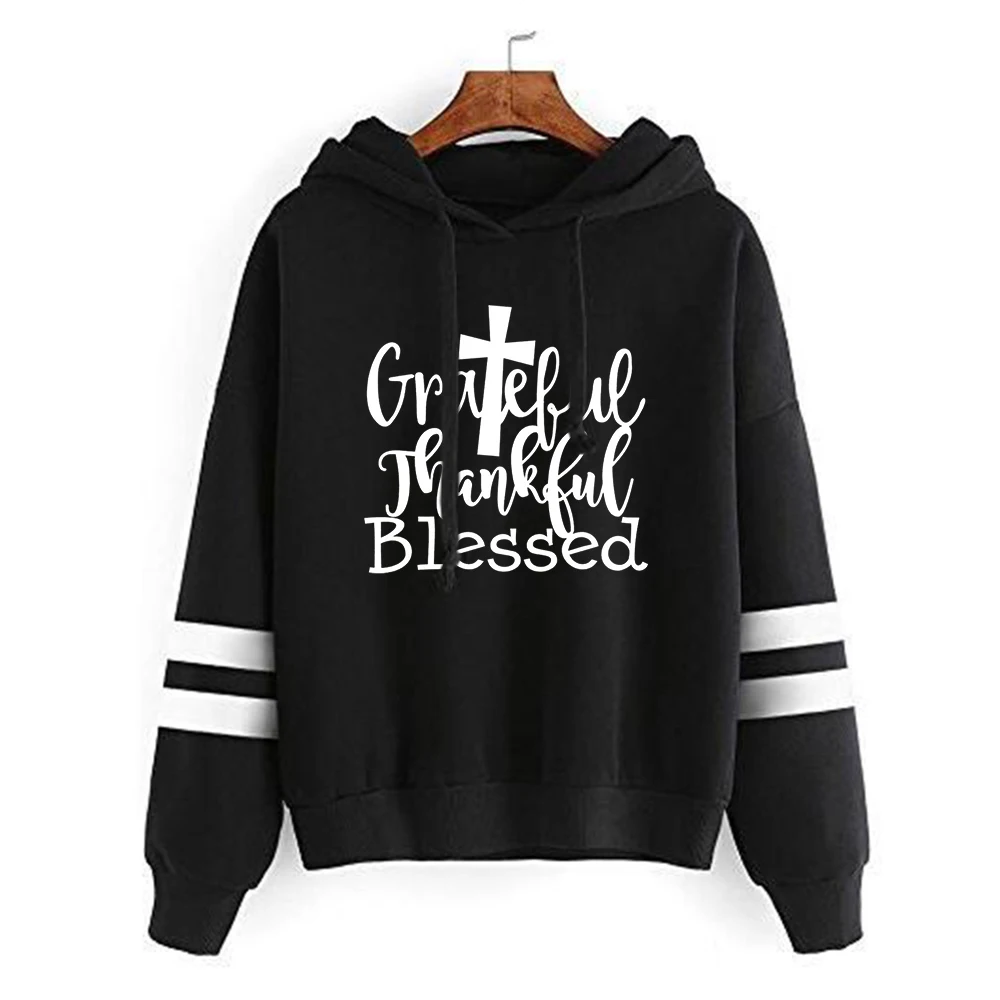 

Thankful Grateful Hoodie Thanksgiving Day Clothes Women Fall Tops Aesthetic Blessed Hoodies Women Harajuku Kawaii Clothes L