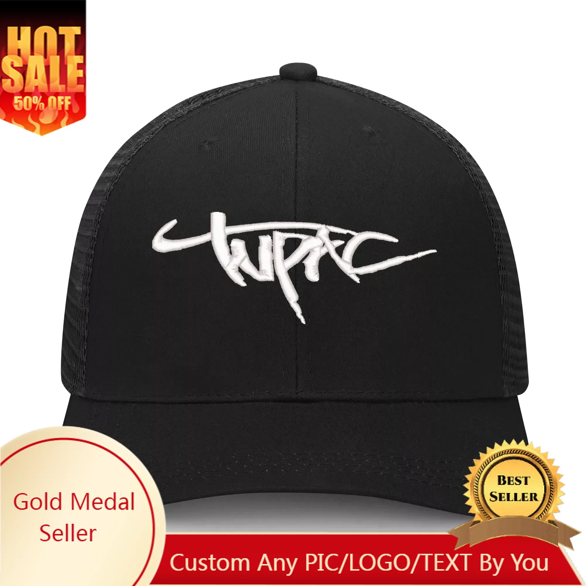 2Pac Tupac Shaku Rapper Embroidery Hat Mens Womens Sports Baseball Hat Hip Hop Breathable Summer Headwear Custom Made Caps Logo