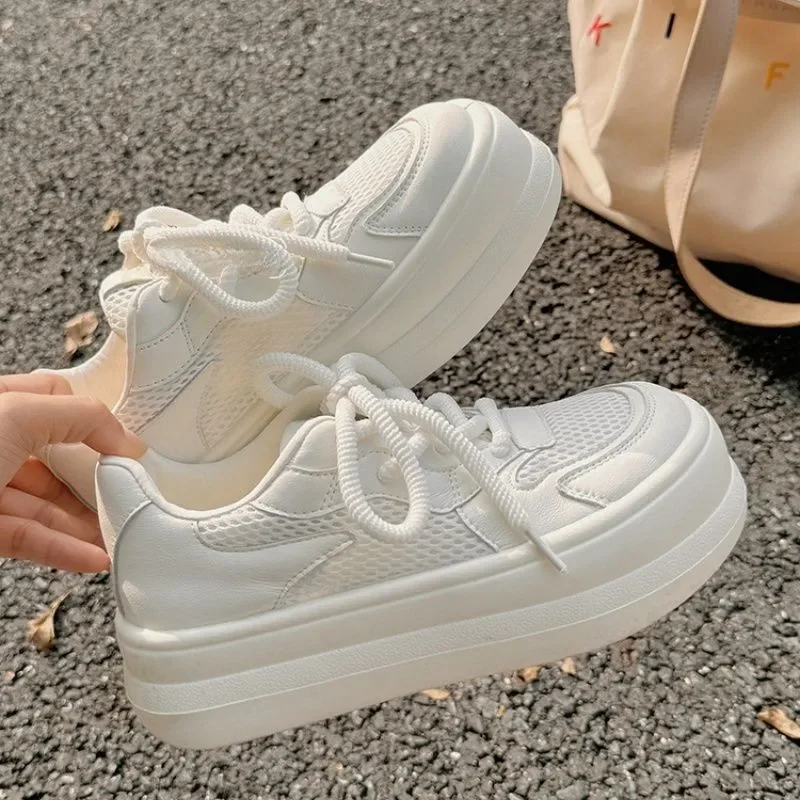 New Breathable Vulcanized Shoes Women Casual Platform Sneakers Summer Thick Bottom Low Top Large Size Canvas Casual Shoes